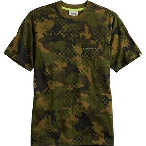 VANS Boys Crewneck with Pocket T-Shirt camo sz M with logo on pocket N-161
